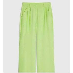 WeWoreWhat‎ High Rise Pleated Pants 4 Neon Green ($79)